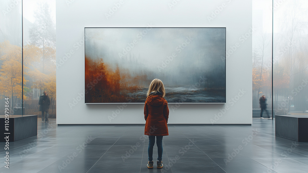 Fototapeta premium Child gazing intently at vibrant pictures, capturing the imagination and sparking curiosity in the young mind. The essence of childhood wonder and exploration.