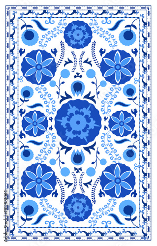 Suzani, vector seamless ethnic pattern with uzbek, turkish and kazakh motifs. in bright vibrant colors. texture for web, print, wallpaper, home decor, summer fall fashion textile, fabric, ceramic tile