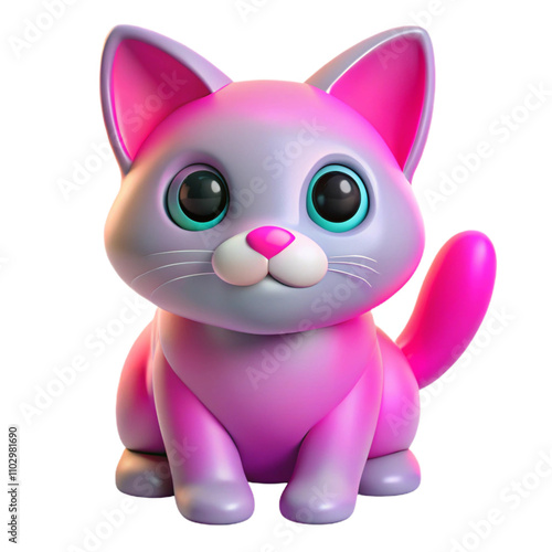 3d pink cat icon