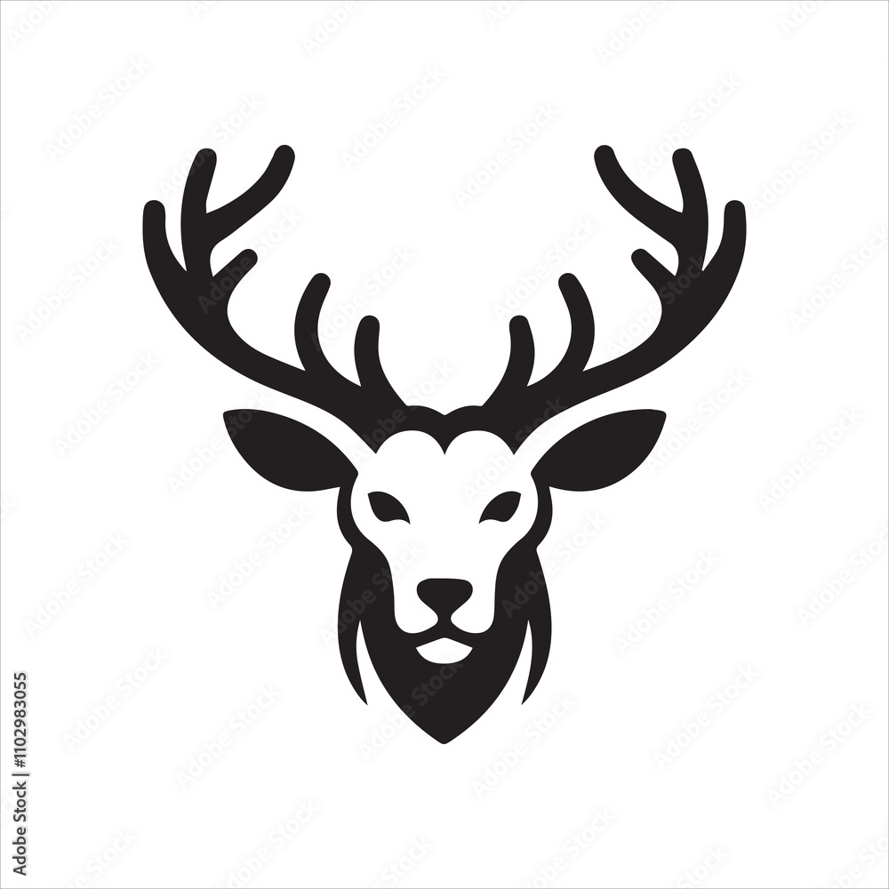 Naklejka premium Deer head icon symbol vector illustration. Deer silhouette logo black and white. Deer logo vector template.
