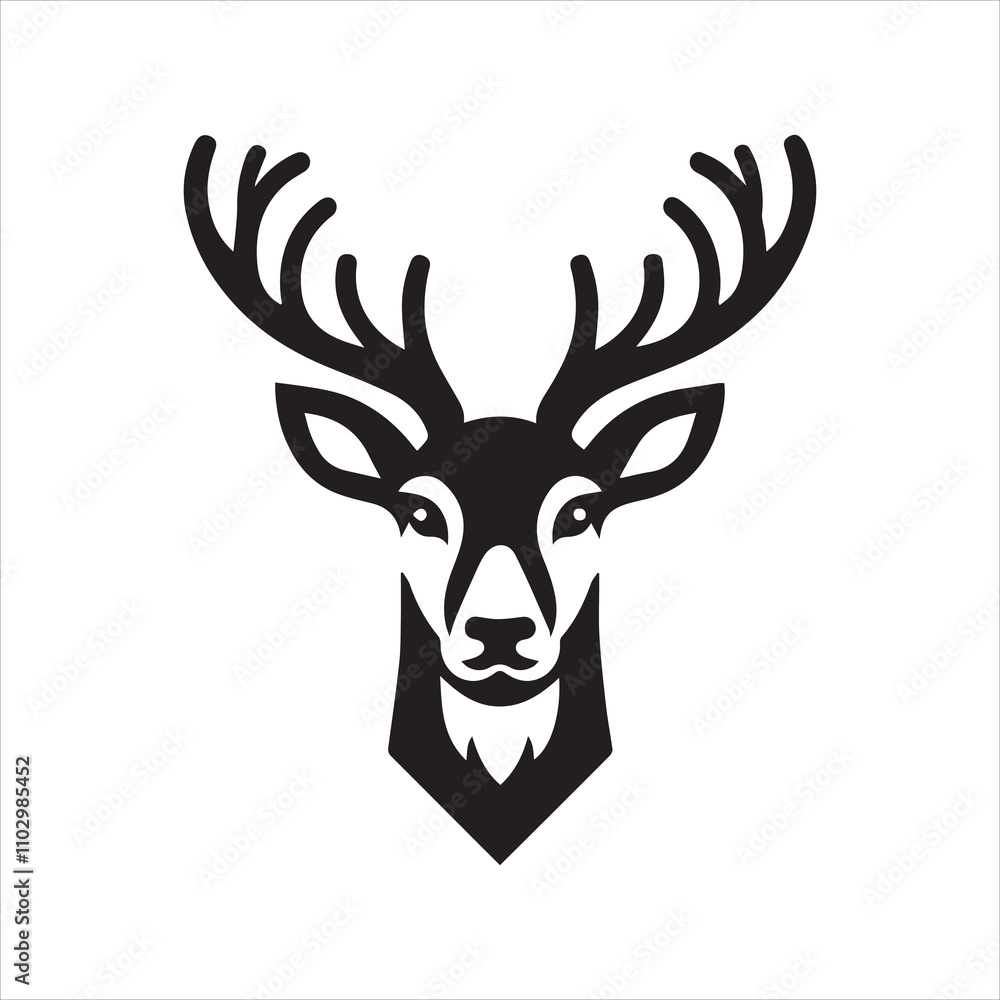 Naklejka premium Deer head icon symbol vector illustration. Deer silhouette logo black and white. Deer logo vector template. 