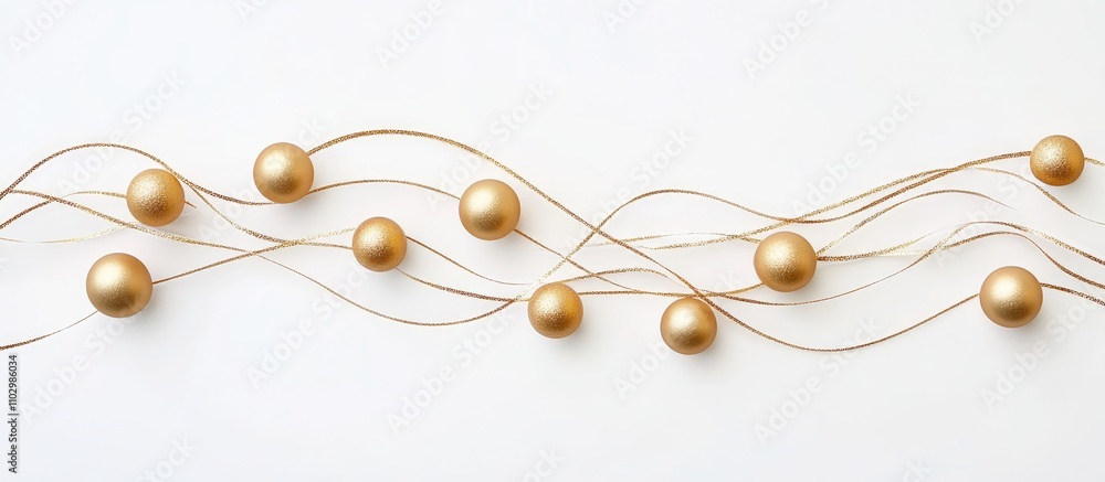 Elegant Christmas ornament design with golden balls and decorative ribbon on a clean white background for festive decor inspiration. Elegant Christmas ornament design with golden balls and decorative ribbon on a clean white background for festive decor inspiration.