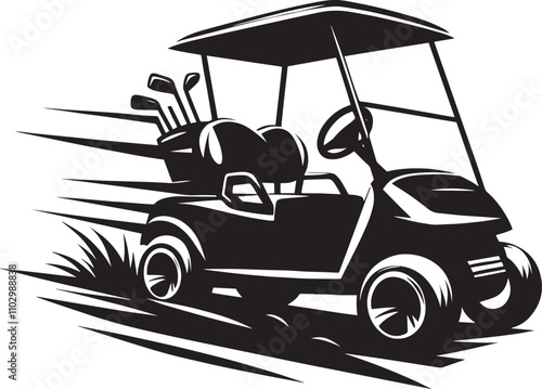 Golf cart vehicle speed driving silhouette vector illustration isolated on a white background