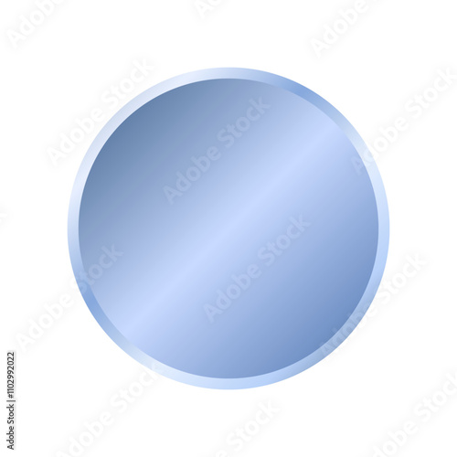 Circle blue, blank medals 3d vector realistic illustration. Blue label, badge, coin medal vector illustration. Vector circle frame. Shining banner. Quality blank, empty badge, emblem.