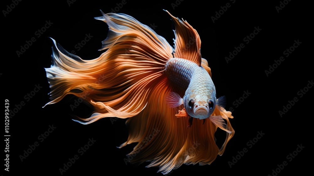 custom made wallpaper toronto digitalCopper Halfmoon Betta Fish with flowing fins gracefully swimming against a sleek black background showcasing vibrant colors and elegance