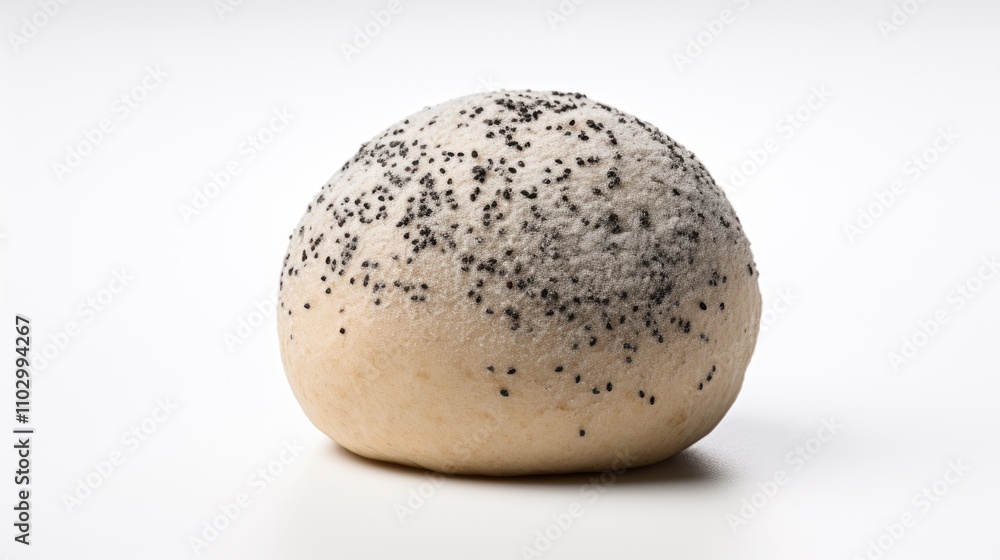 Poppy seed dough ball on a white background ready for baking delicious pastries or bread products. Poppy seed dough ball on a white background ready for baking delicious pastries or bread products.