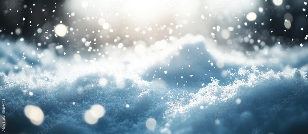 Serene winter landscape featuring soft snowflakes falling gently on the ground illuminated by sunlight creating a tranquil atmosphere Serene winter landscape featuring soft snowflakes falling gently on the ground illuminated by sunlight creating a tranquil atmosphere