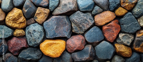 Textures of colorful stones in a residential area showcasing natural beauty and diversity in architectural design and landscape aesthetics photo