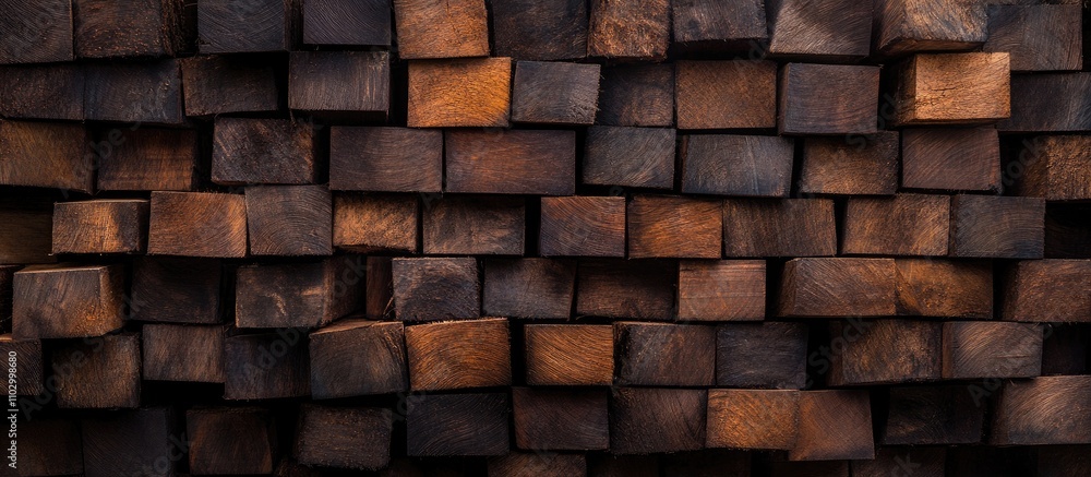 Fototapeta premium Natural timber stack showcasing the beauty of forestry and sustainable resource management in a rustic environment
