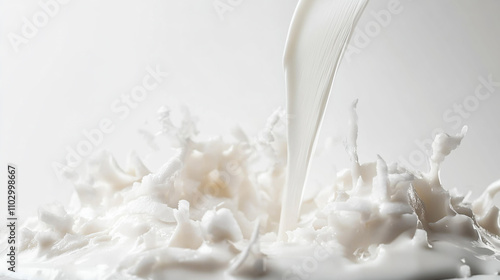 Milk splash on white background. Lactose. 