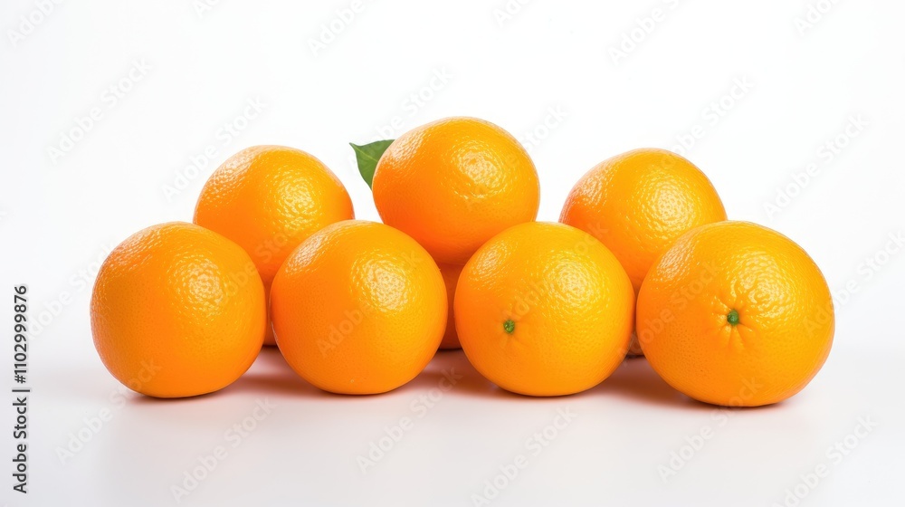 Fresh and vibrant sweet oranges stacked together on a clean white background showcasing their rich color and natural texture. Fresh and vibrant sweet oranges stacked together on a clean white background showcasing their rich color and natural texture.