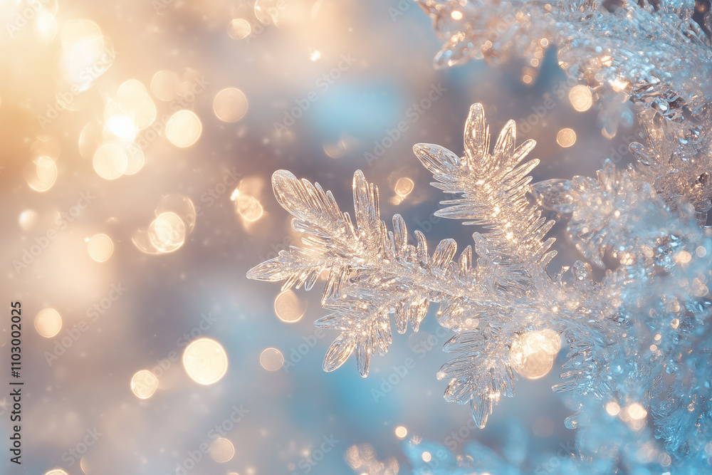 Abstract background of shimmering icy patterns, soft blue and silver hues, with light bokeh effects and a dreamy Abstract background of shimmering icy patterns, soft blue and silver hues, with light bokeh effects and a dreamy