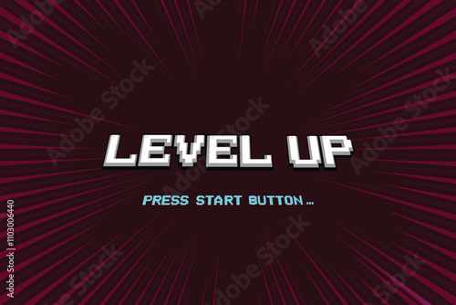 LEVEL UP. pixel art .8 bit game. retro video game. for game assets in vector illustrations.