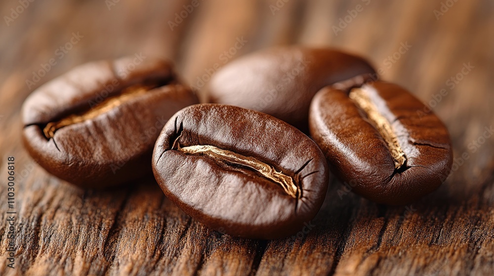 Coffee beans in close-up on rustic wooden surface showcasing rich texture and natural color perfect for coffee related themes Coffee beans in close-up on rustic wooden surface showcasing rich texture and natural color perfect for coffee related themes