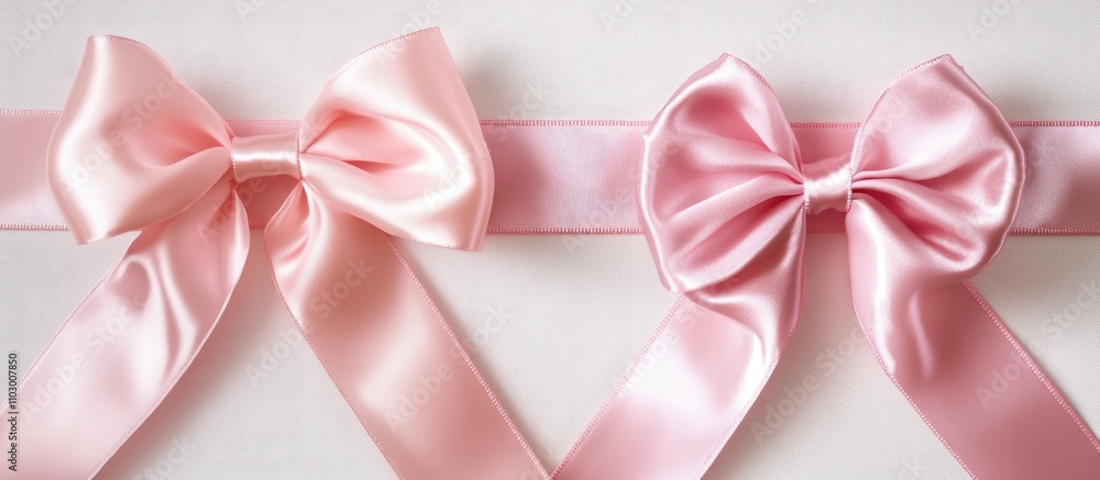 Elegant pink satin ribbon bows showcased against a soft background perfect for decorations or craft projects. Elegant pink satin ribbon bows showcased against a soft background perfect for decorations or craft projects.