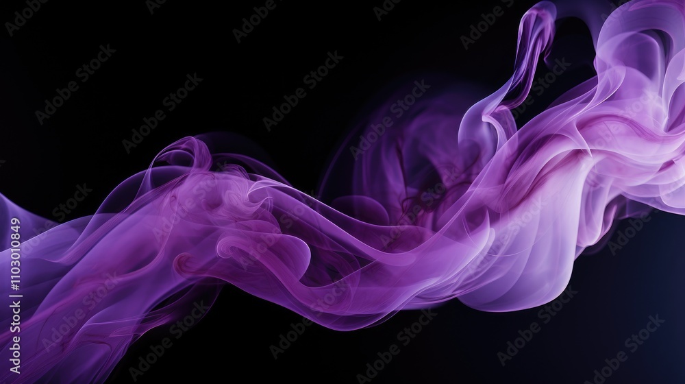 Purple swirling smoke patterns on a dark background creating a mystical and elegant visual effect for design projects. Purple swirling smoke patterns on a dark background creating a mystical and elegant visual effect for design projects.