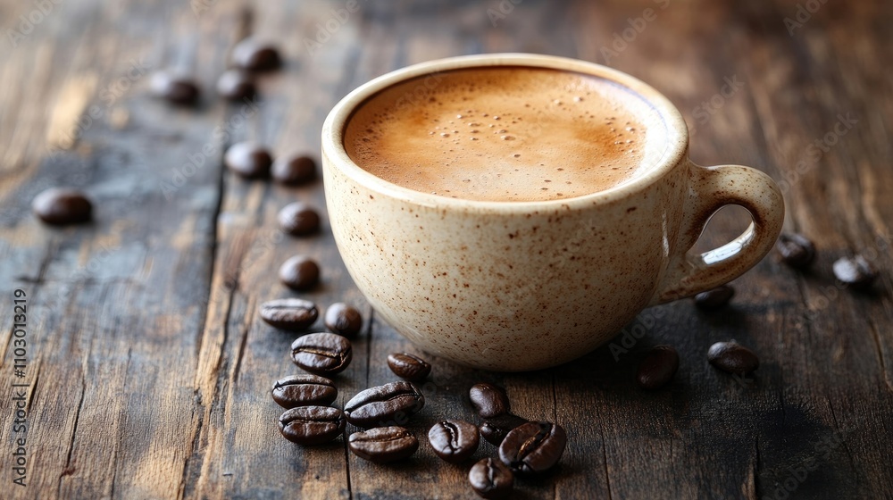 Close-up of a cup of fresh coffee placed on a wooden background, highlighting the rich textures and warm tones. Ideal for coffee lovers and beverage-themed projects, with ample copy space. Close-up of a cup of fresh coffee placed on a wooden background, highlighting the rich textures and warm tones. Ideal for coffee lovers and beverage-themed projects, with ample copy space.
