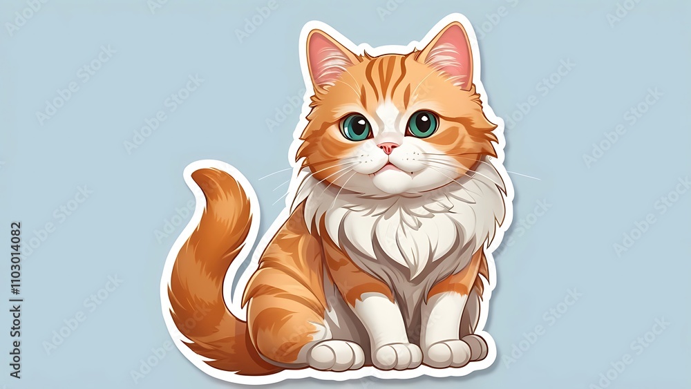 Fototapeta premium sticker cartoon of cute cat on white background