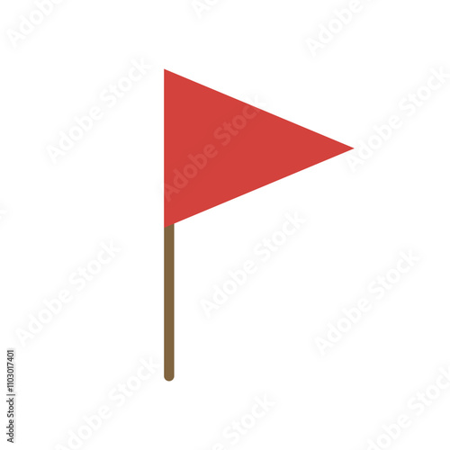 Red flag vector illustration on white background. The flag is a basic shape graphic.