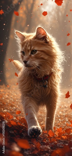 Autumn Cat - A Cozy Moment of Exploration in Nature