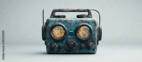 Vintage Soviet Era Radio Collectible Showcasing Unique Retro Design and Technology on a Neutral Background for Antique Enthusiasts photo