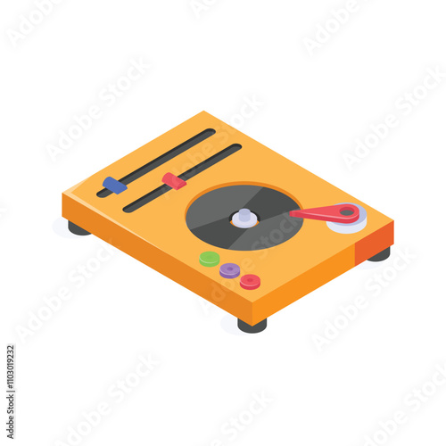 Vinyl record vector design, icon of music disc in modern isometric style