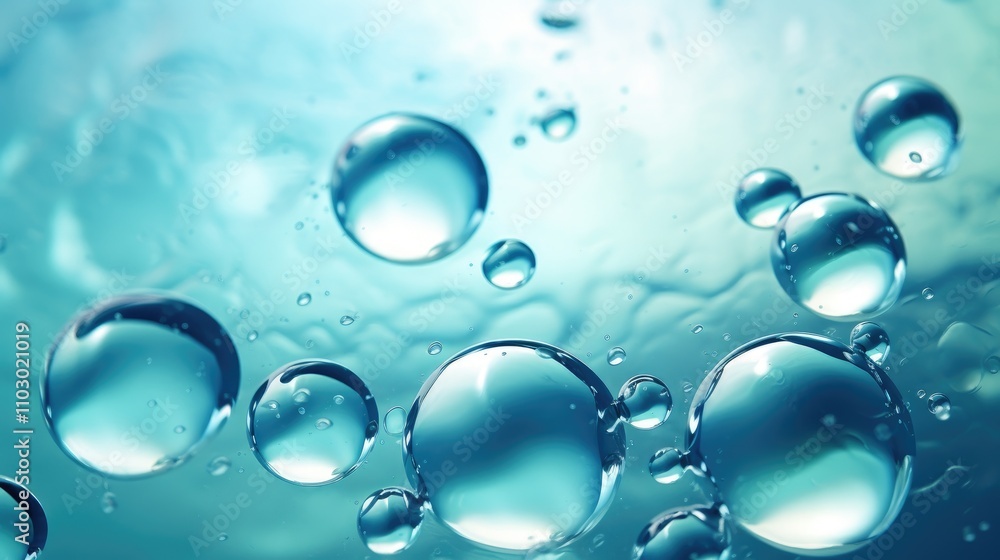 Crystal clear water bubbles background with a soft focus in vibrant blue tones, creating a refreshing and calming atmosphere. Crystal clear water bubbles background with a soft focus in vibrant blue tones, creating a refreshing and calming atmosphere.