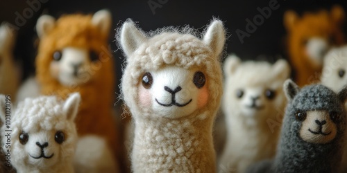 Handmade alpaca toys crafted from soft felt, showcasing the unique charm of alpaca creations. A high quality photo capturing the delightful appeal of handmade alpaca toys made of felt.