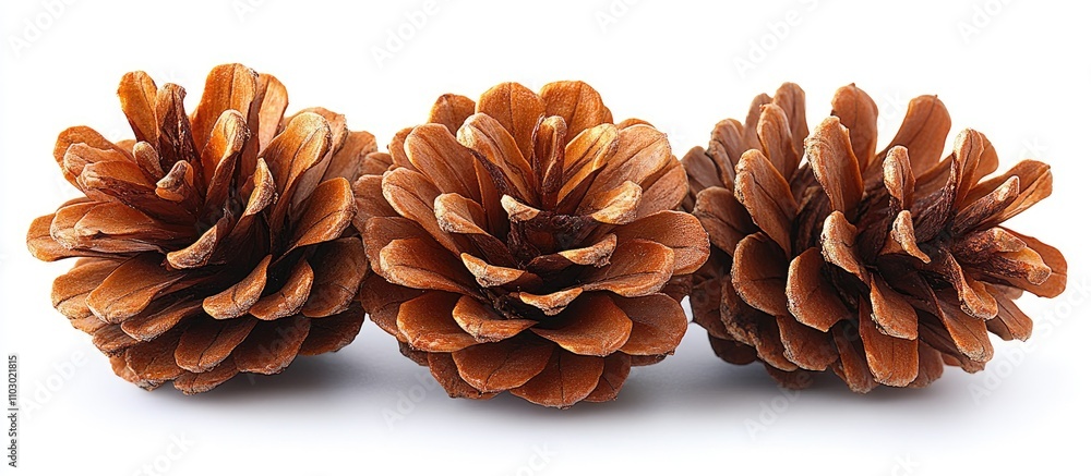 Christmas decoration natural pine cones arranged on a white background for festive holiday themes and seasonal design elements Christmas decoration natural pine cones arranged on a white background for festive holiday themes and seasonal design elements