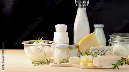 Wallpaper Mural Dairy Products Display on Black Background Torontodigital.ca