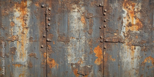 Rusty metal wall texture showcasing the unique characteristics of aged metal. This rusty metal wall texture is perfect for backgrounds and surfaces in various design projects.