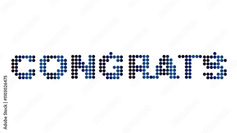 Animated Congrats text and motion effect title with dots on white background. Proress Format. Animated Congrats text and motion effect title with dots on white background. Proress Format.