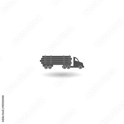 Truck transportation wood timber icon with shadow