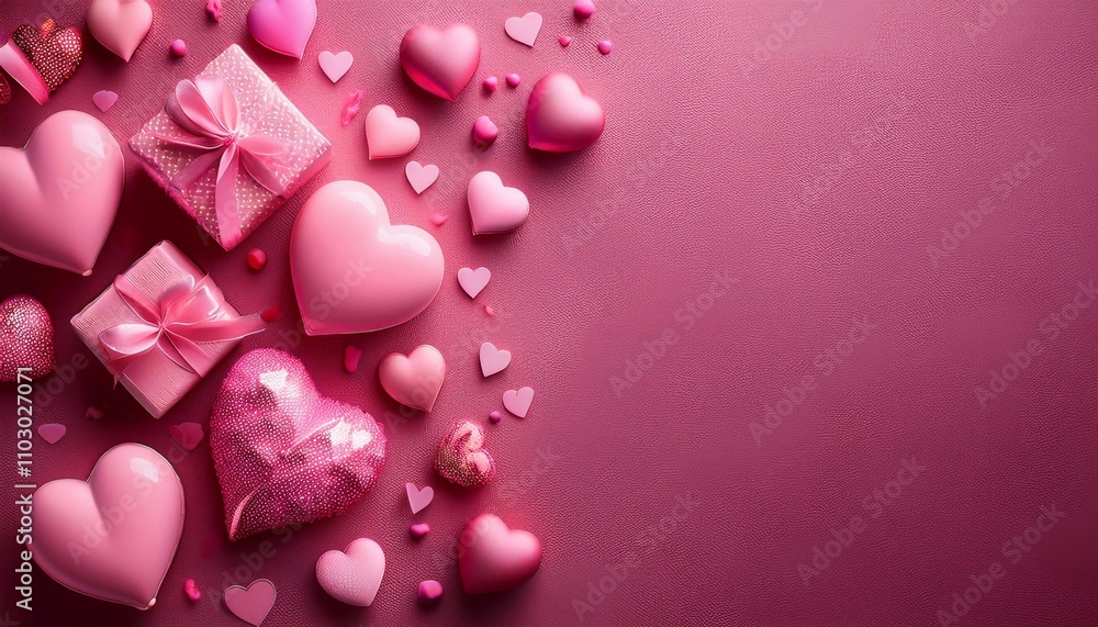 Valentine's day concept on bright background with space for text, greeting card Valentine's day concept on bright background with space for text, greeting card