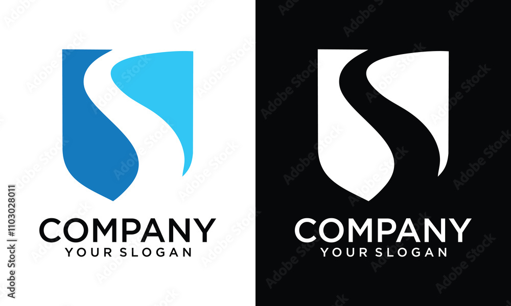 Modern letter S shield shape monogram logo Modern letter S shield shape monogram logo