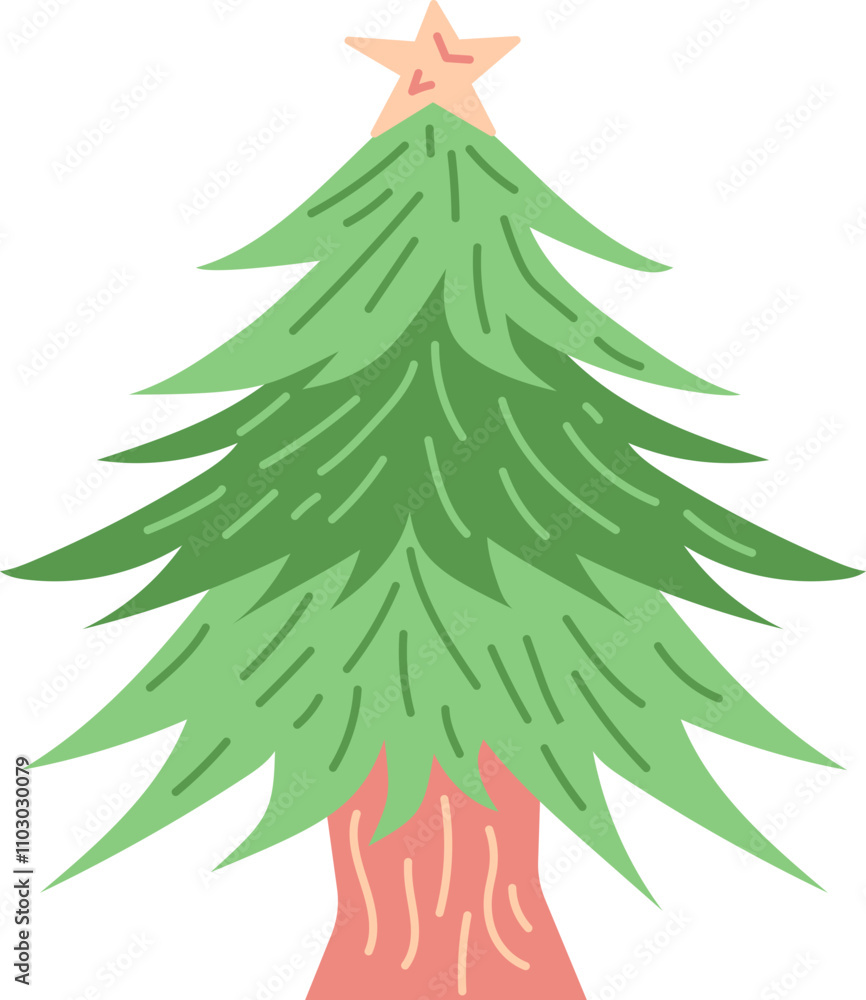 Obraz premium Pine Tree Christmas illustration Flat icon