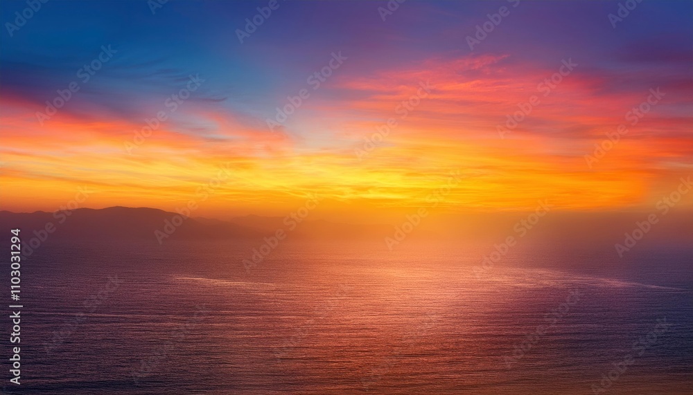 Vibrant Sunset Over Misty Ocean Vibrant Sunset Over Misty Ocean