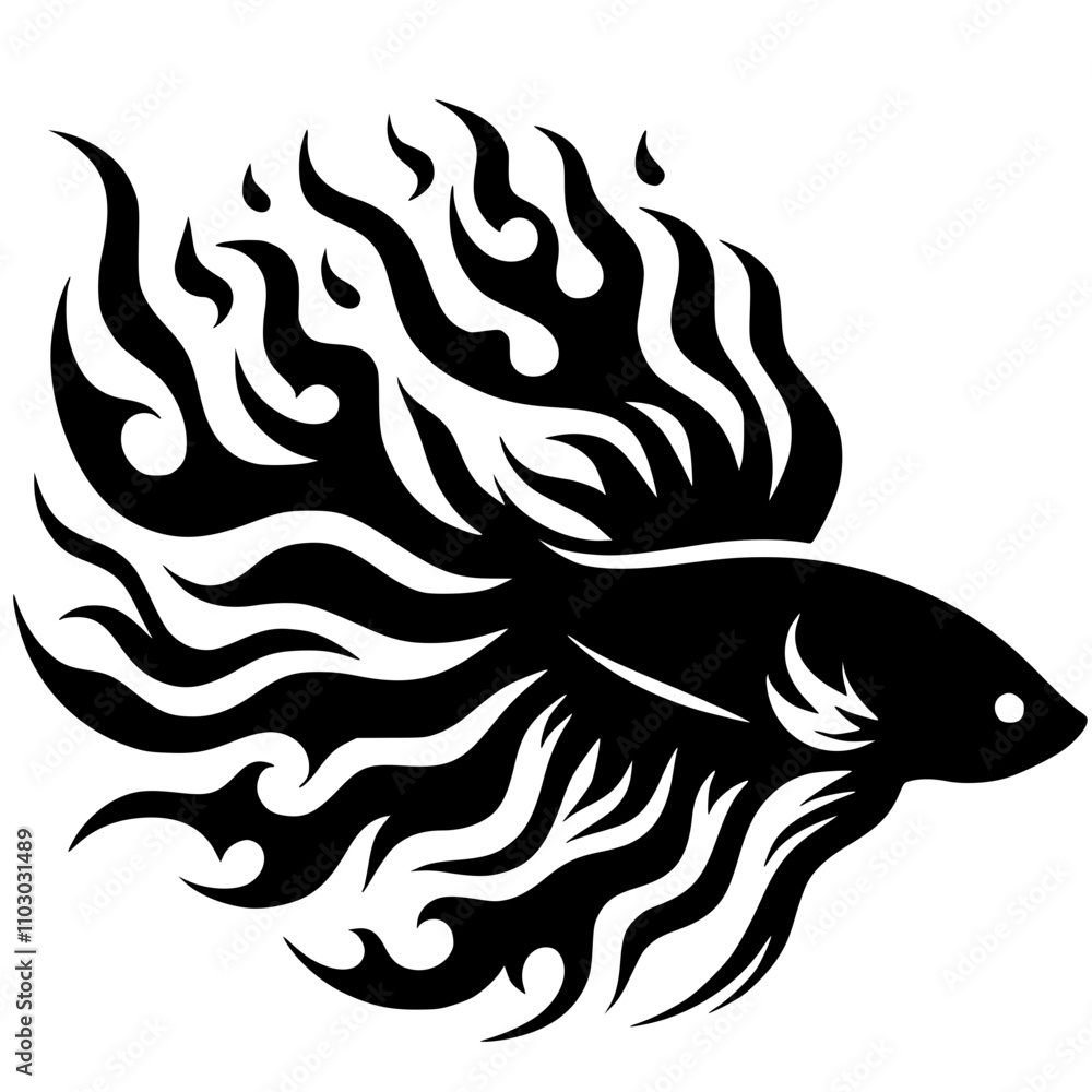Naklejka premium Fire Betta Fish Silhouette