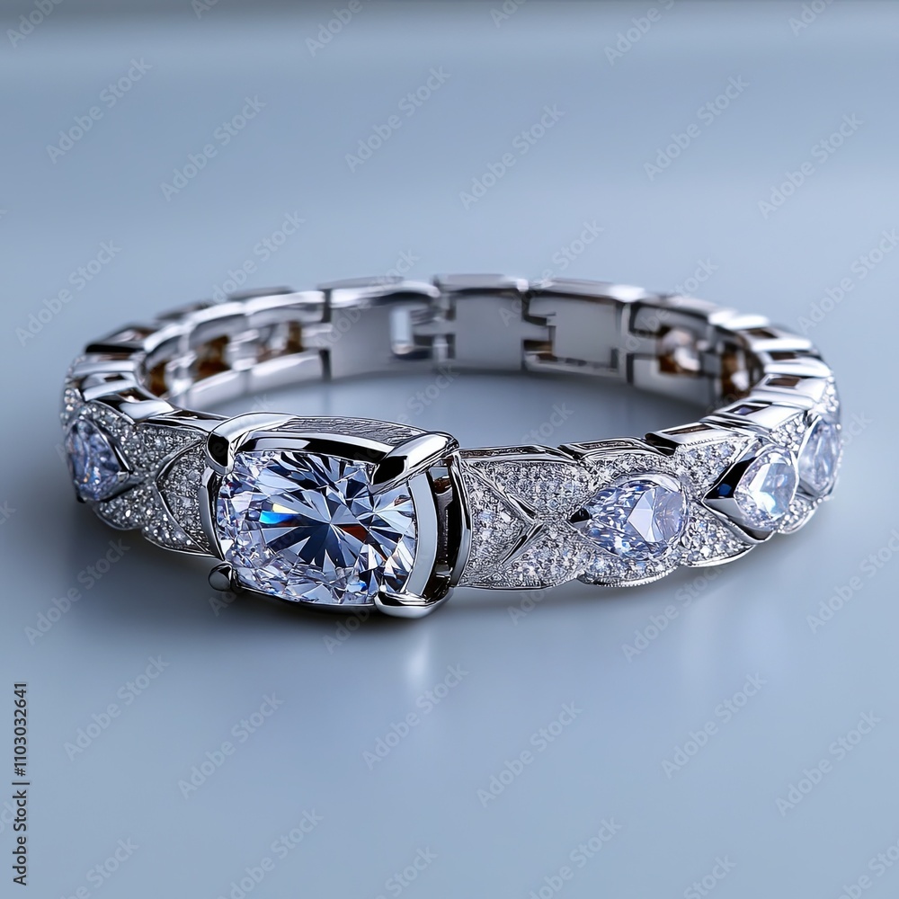 Luxurious Diamond Bracelet on Isolated White Background Luxurious Diamond Bracelet on Isolated White Background