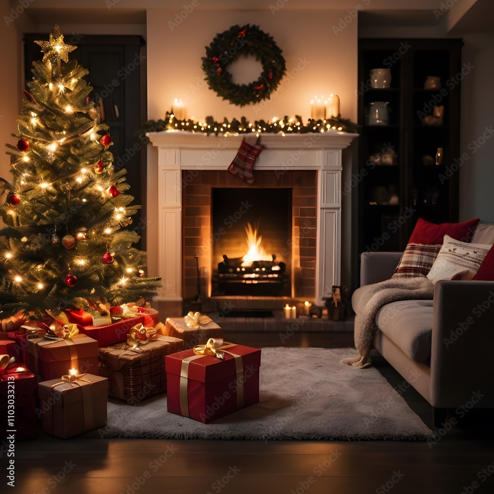 christmas tree with fireplace christmas tree with fireplace