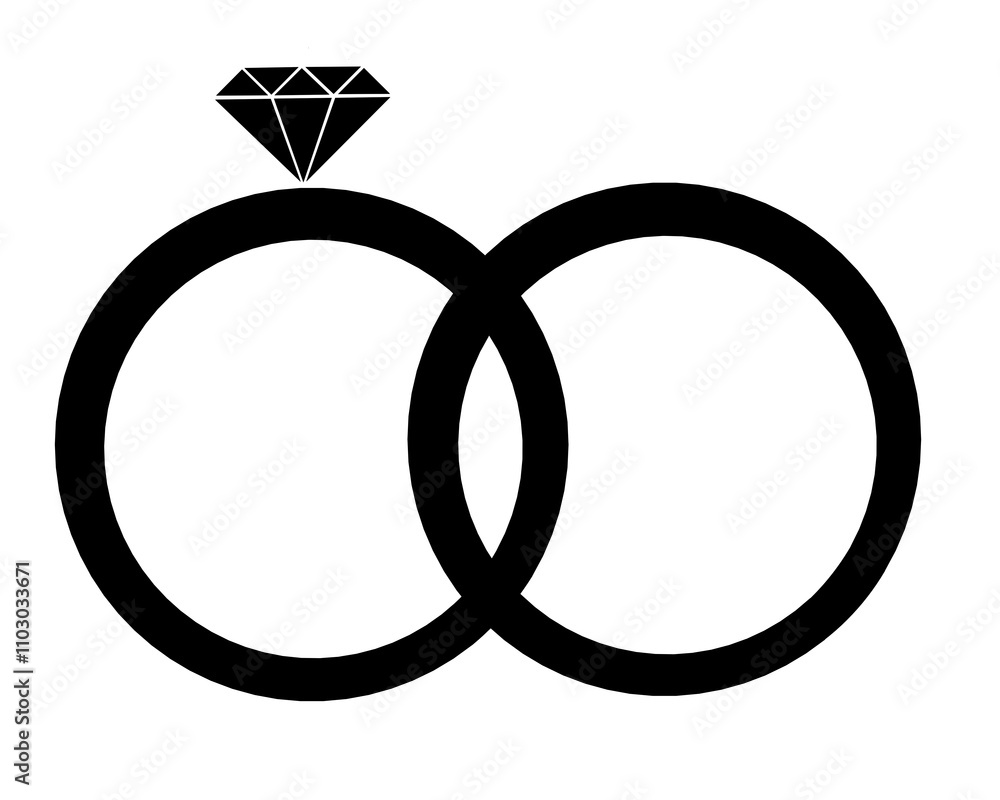 Couple diamond ring on black background vector,two diamond ring on white background,two diamond ring silhouette illustration Couple diamond ring on black background vector,two diamond ring on white background,two diamond ring silhouette illustration