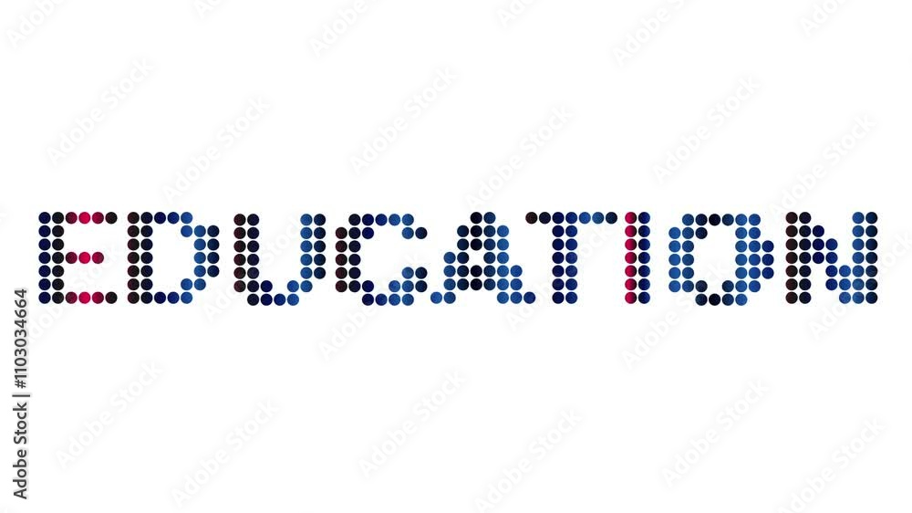 Animated Education text and motion effect title with dots on white background. Proress Format. Animated Education text and motion effect title with dots on white background. Proress Format.