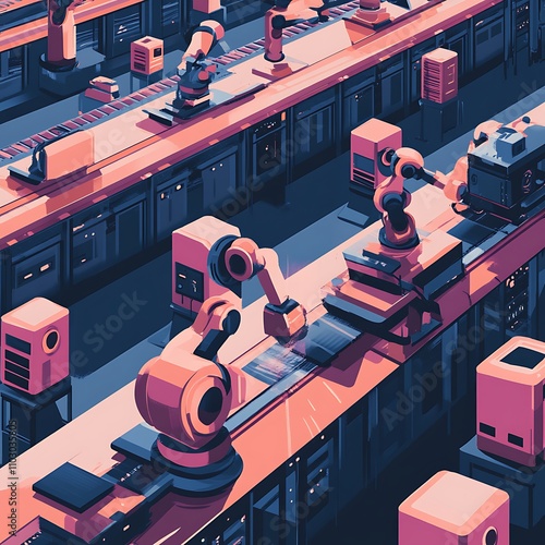 Ai-driven robotic agents transforming industrial automation futuristic factory digital art high-tech environment overview concept