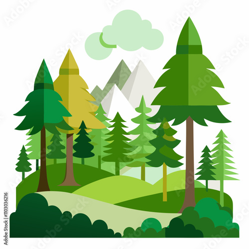 Forest landscapes vector illustration on white background