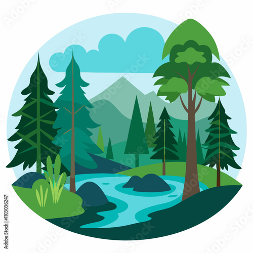 Forest landscapes vector illustration on white background