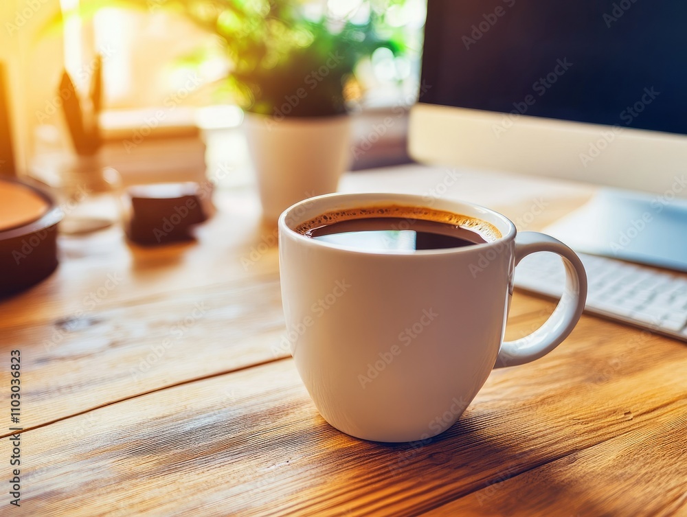 Closeup of coffee cup on the table Closeup of coffee cup on the table