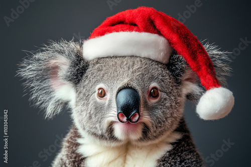 Koala in a Santa outfit photo