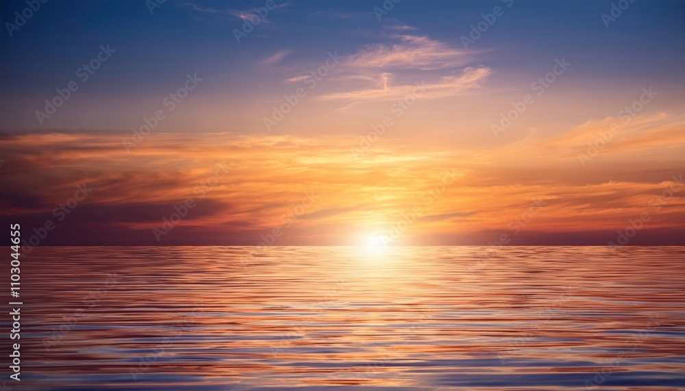 Ocean Sunset Serenity: A breathtaking view of a vibrant sunset over a calm ocean, reflecting the warm hues of the sky in its tranquil waters. Ocean Sunset Serenity: A breathtaking view of a vibrant sunset over a calm ocean, reflecting the warm hues of the sky in its tranquil waters.