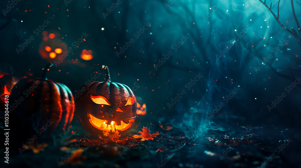 Fototapeta premium A cheerful pumpkin patch with families selecting pumpkins.