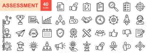Assessment line icon design set, Assessment outline icon